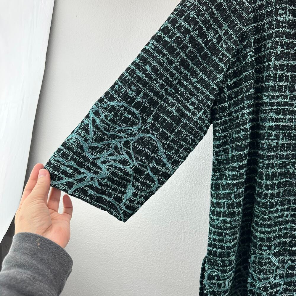 Ming Wang Black and Teal Patterned Tweed Jacket - Picture 5 of 12
